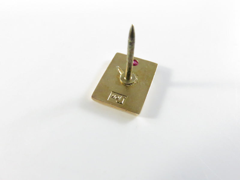 10K Gold General Electric GE Service Award Pin with Ruby – Tie Tack Style - 1 1/8"