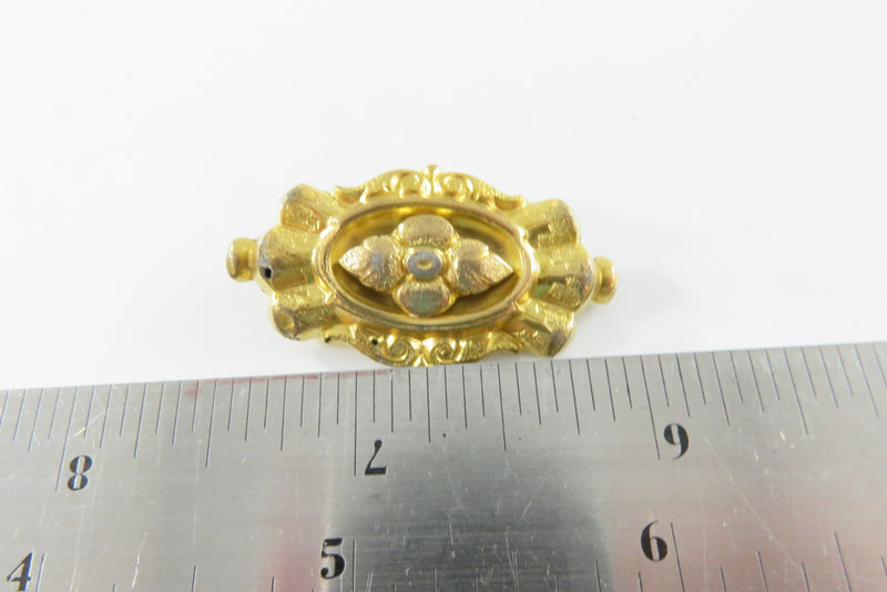 Antique Gilded Metal Brooch Pendant Repousse Metal T-Pin Victorian