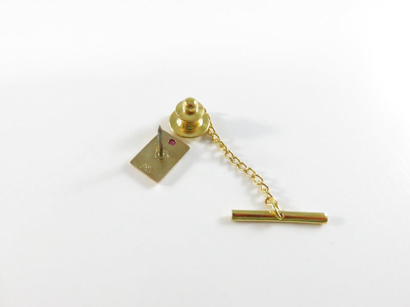 10K Gold General Electric GE Service Award Pin with Ruby – Tie Tack Style - 1 1/8"