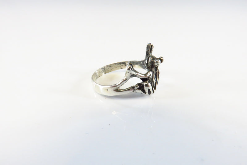 Leaping Frog Ring Sterling Tree Frog Ring 925 Jumping Frog Ring Size 5