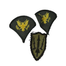 U.S. Army Specialist Rank Patches & ARADCOM Subdued SSI Patch Set - 3 Piece Lot — Gold — front view