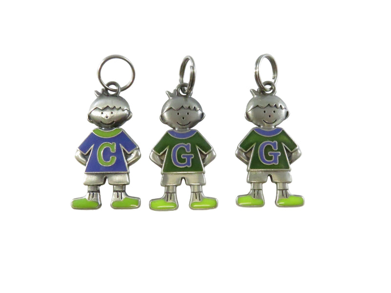 Ganz Boy Initial Kid’s Tag Charms – C & G Letters – Set of 3 – Approx. 1 3/8" Tall