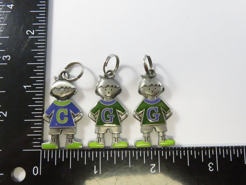 Ganz Boy Initial Kid’s Tag Charms – C & G Letters – Set of 3 – Approx. 1 3/8" Tall