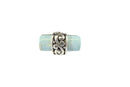 Vintage Pierced Sterling Ring with Thai Turquoise Insert Ring Size 8 3/4 — Sterling Silver, Silver — front view