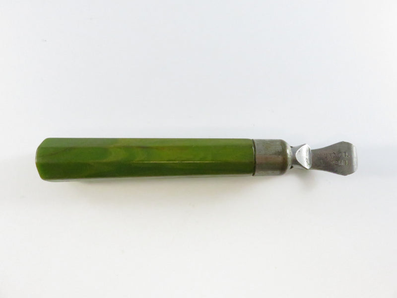 Edlund Co. Green Bakelite Handle Bottle Opener Antique 4 3/4" Pat. Pend.