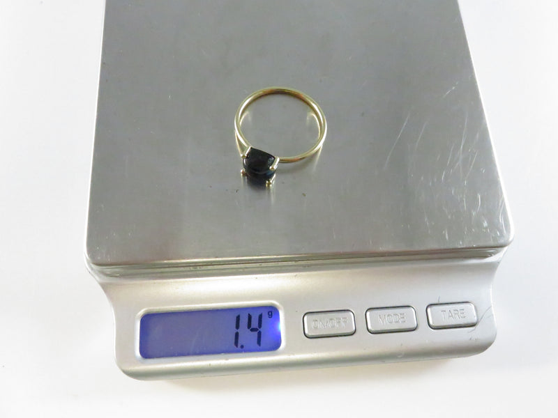 14K Yellow Gold Solitaire Ring with Dark Blue Synthetic Sugarloaf Stone 7.9 mm Cabochon