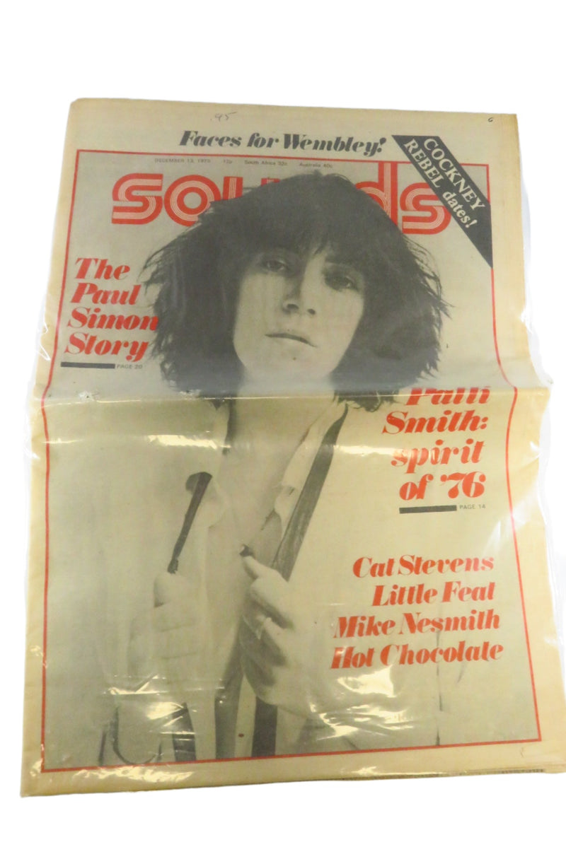 Sounds Magazine December 13 1975 Patti Smith Cat Stevens Paul Simon Little Feat