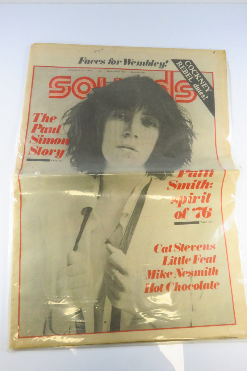 Sounds Magazine December 13 1975 Patti Smith Cat Stevens Paul Simon Little Feat