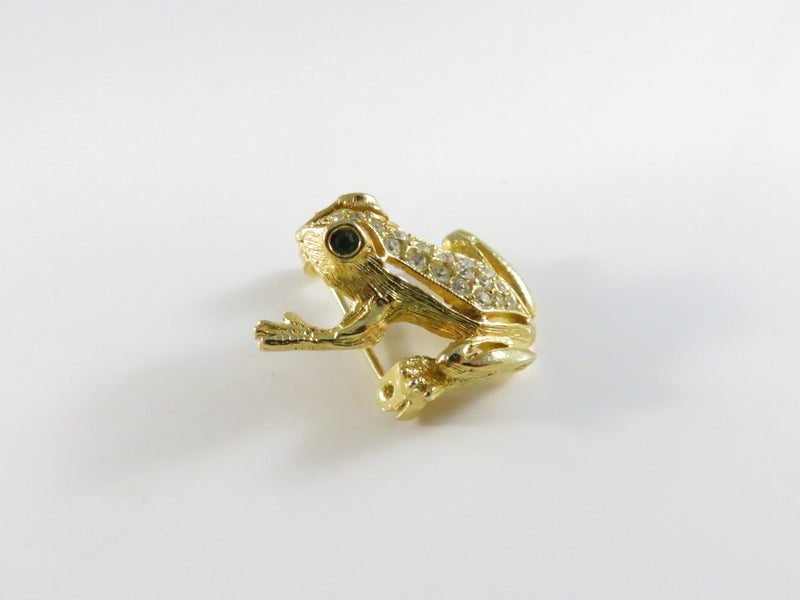 Vintage Sphinx Frog Brooch A899 Gold-Tone Crystal Accent Pin