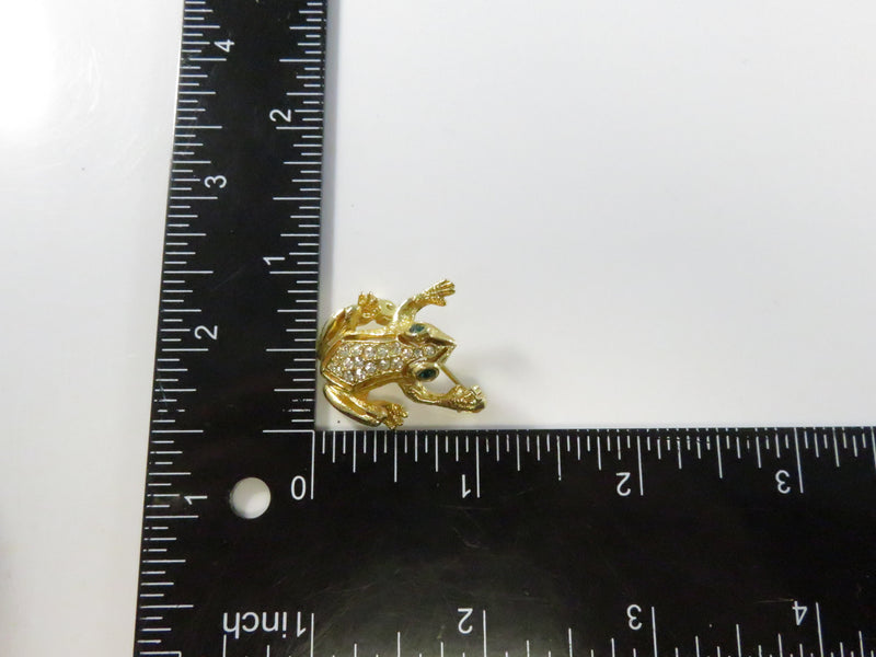 Vintage Sphinx Frog Brooch A899 Gold-Tone Crystal Accent Pin