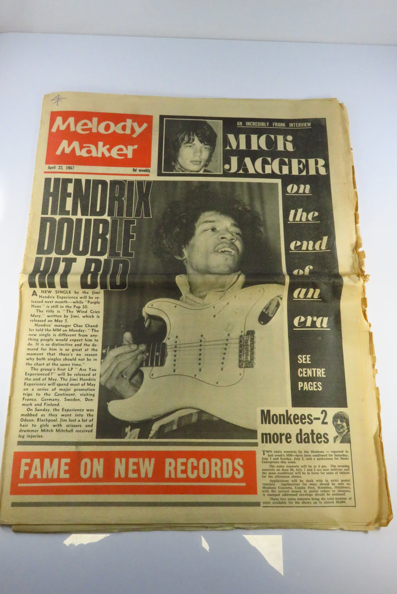 Melody Maker Magazine April 22 1967 Mick Jagger Jimi Hendrix Monkees