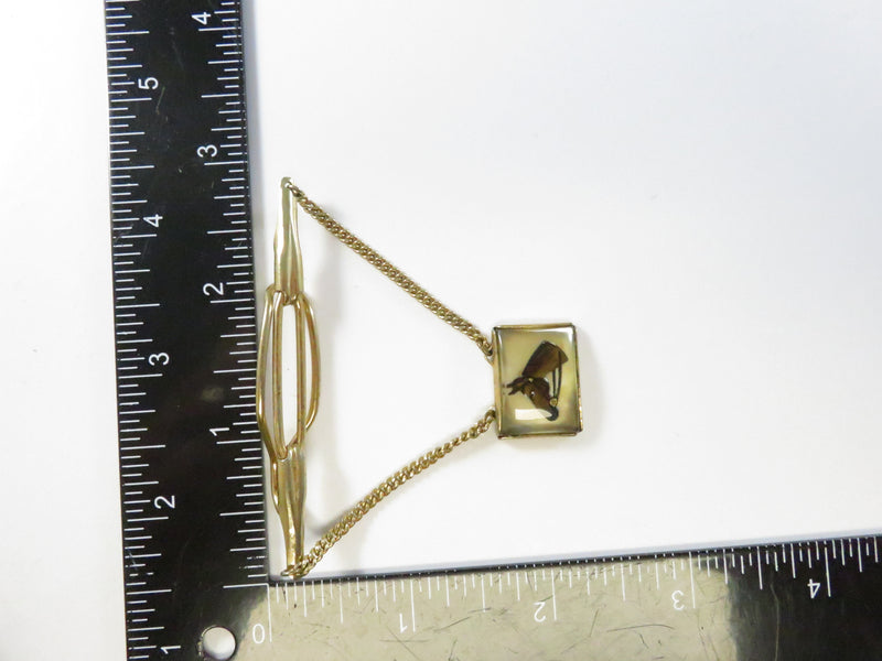 Anson Reverse-Painted Glass Horse Head Tie Bar Early Patent Pending