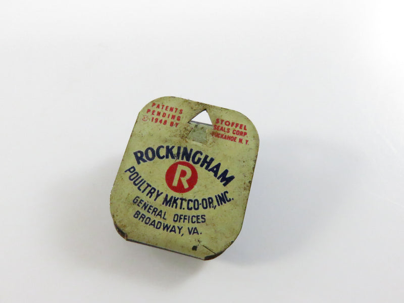 Rockingham Poultry Virginia Advertising Pinback and Lapel Pin – 1948 Stoffel Seals Corp.