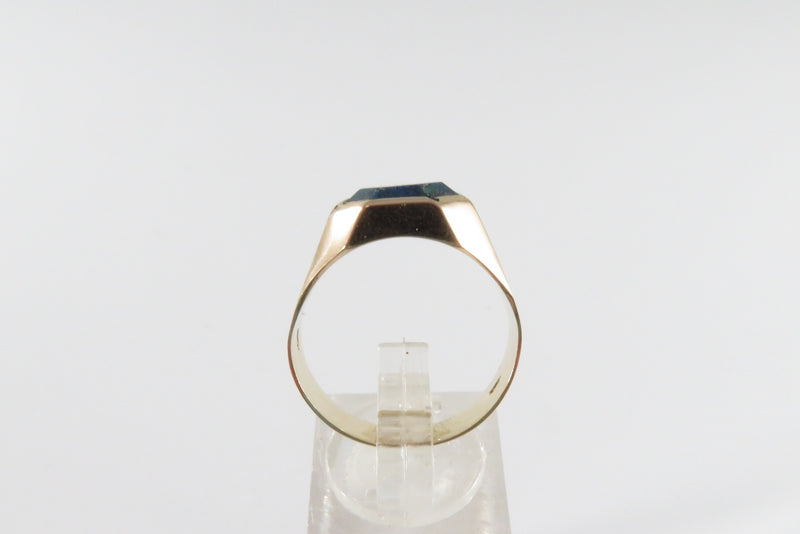18K Gold Natural Azurite Malachite Plaque Men's Ring Size 8 3/4