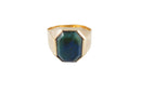 18K Gold Azurite Malachite Plaque Men's Ring Size 8 3/4 — Jewelry & Watches:Men's Jewelry:Rings • 18K, Gold — front view