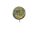 Vintage Committee Pinback and Lapel Pin c1920s Blue and White Design — Enamel — front view