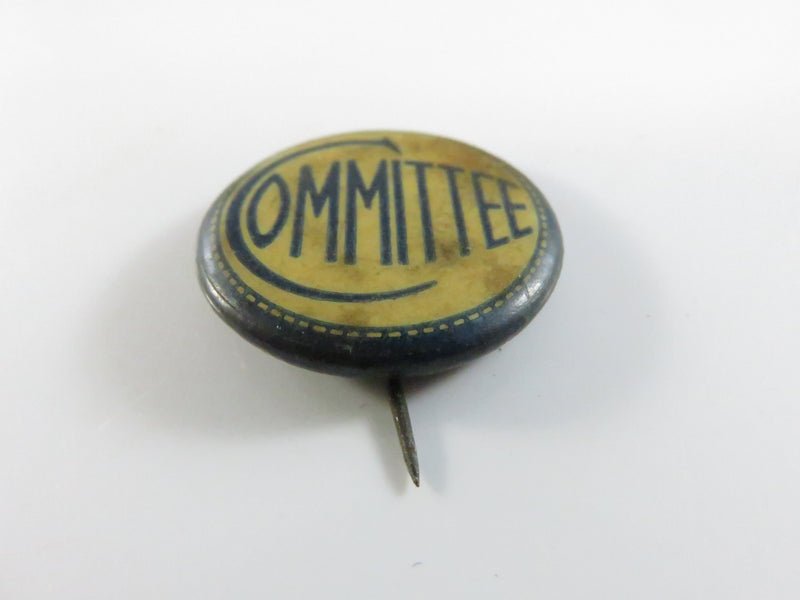 Vintage Committee Pinback and Lapel Pin c1920s Blue and White Design