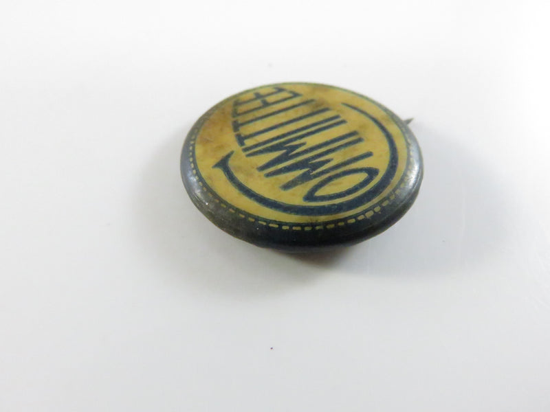 Vintage Committee Pinback and Lapel Pin c1920s Blue and White Design