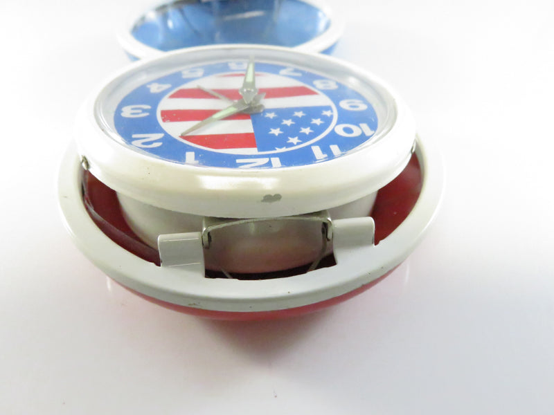 Vintage Linden Folding Travel Alarm Clock – American Flag Dial (Made in Japan)