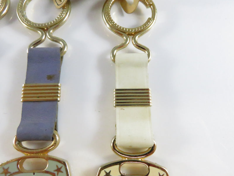 Vintage Swank Zodiac Keychain Set – Libra Aquarius Pisces – Enamel & Gold-Tone Fobs