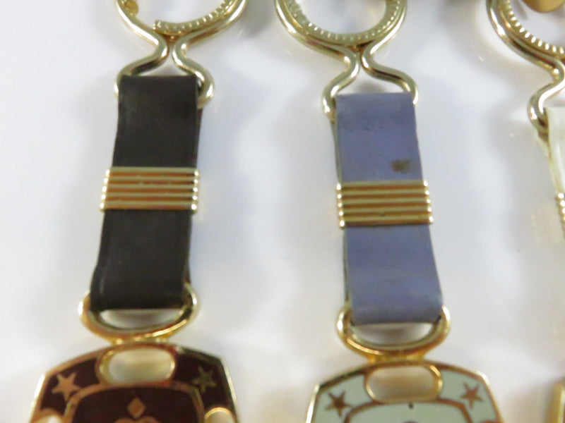 Vintage Swank Zodiac Keychain Set – Libra Aquarius Pisces – Enamel & Gold-Tone Fobs
