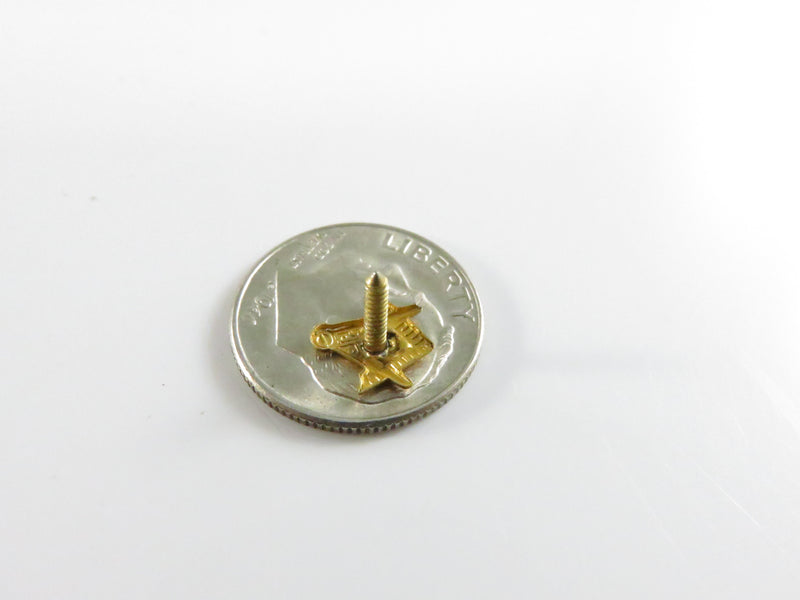 Vintage Masonic Freemason Screw Back Pin Gold Tone Blue Enamel Lapel Collar