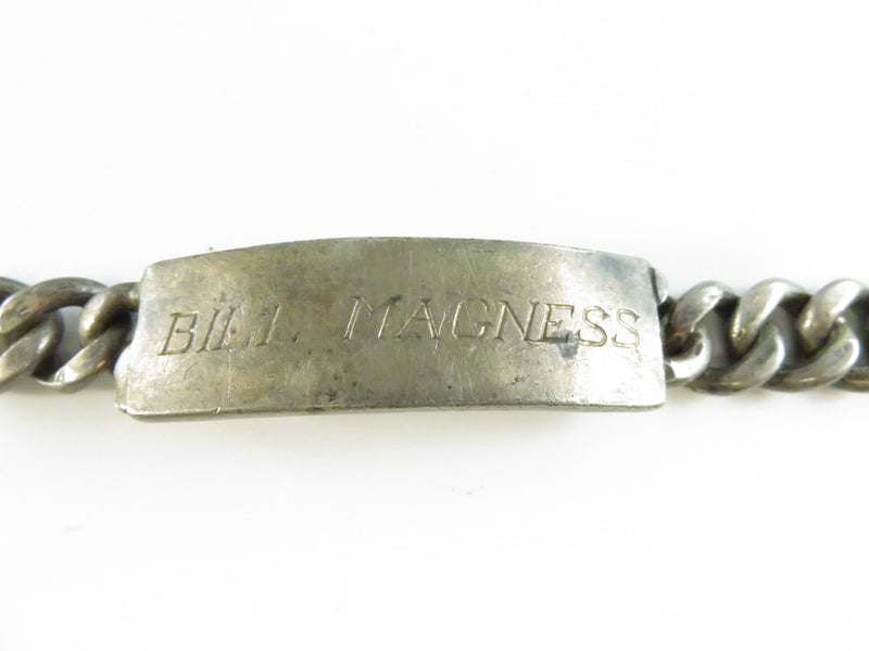 Vintage Pre-Eagle Mexico Sterling Silver Vanity ID Bracelet Bill Magness 1.96 oz