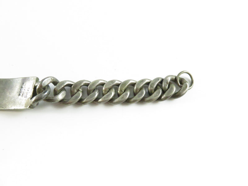 Vintage Pre-Eagle Mexico Sterling Silver Vanity ID Bracelet Bill Magness 1.96 oz