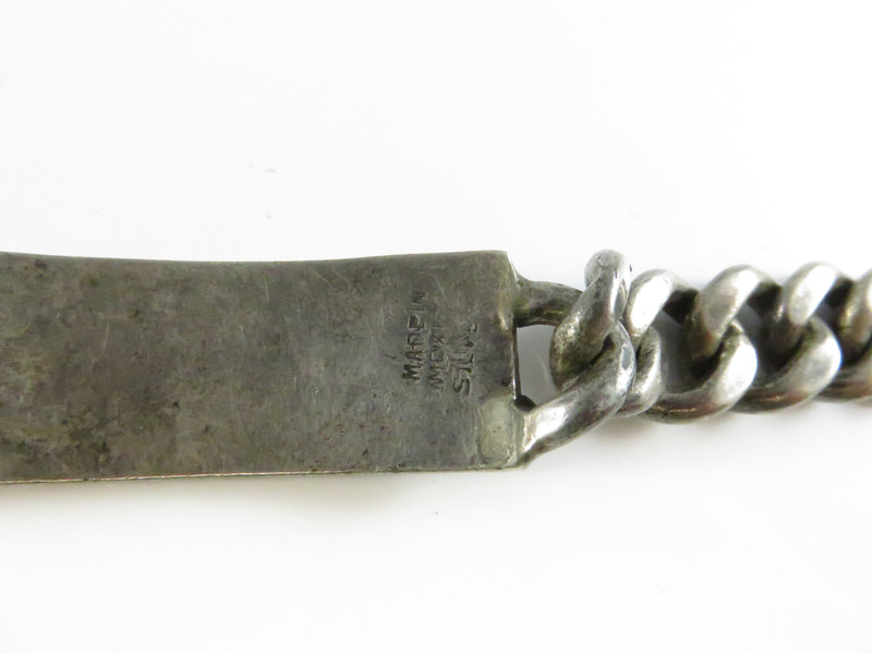 Vintage Pre-Eagle Mexico Sterling Silver Vanity ID Bracelet Bill Magness 1.96 oz