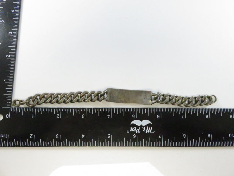 Vintage Pre-Eagle Mexico Sterling Silver Vanity ID Bracelet Bill Magness 1.96 oz