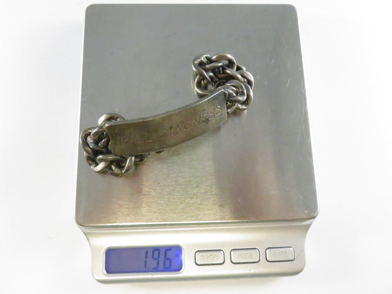 Vintage Pre-Eagle Mexico Sterling Silver Vanity ID Bracelet Bill Magness 1.96 oz