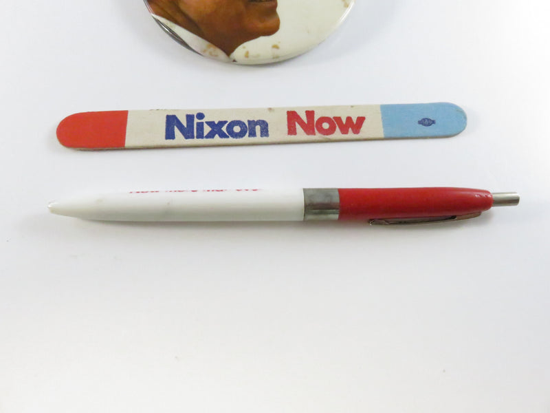 1972 Nixon Now More Than Ever Campaign Lot Button Pen Nail File Republican Promo