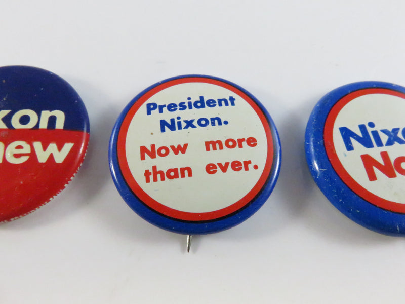 1972 Nixon Agnew Campaign Pinback and Lapel Pin Lot Set of 3 Now More Than Ever