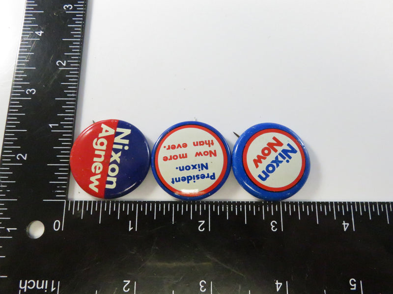 1972 Nixon Agnew Campaign Pinback and Lapel Pin Lot Set of 3 Now More Than Ever