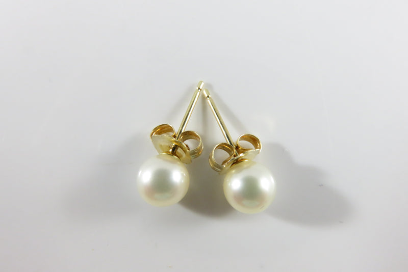 14K Yellow Gold 5mm Cultured Pearl Stud Earrings