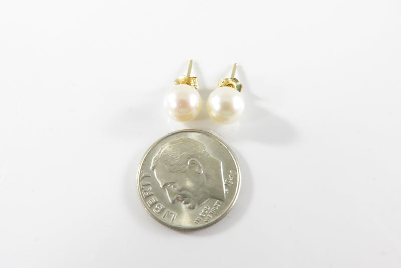 14K Yellow Gold 7mm Cultured Pearl Stud Earrings