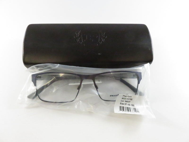 Phat Farm HV705 Navy Eyeglass Frames Men's Rectangle 57-16-150 with Case