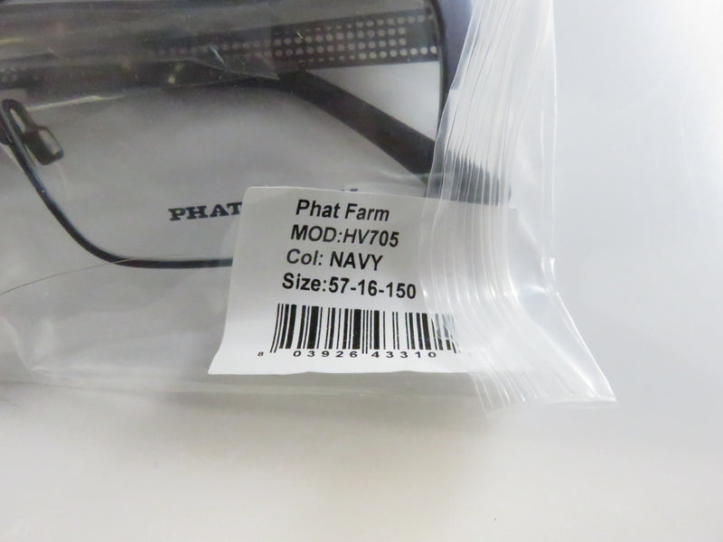 Phat Farm HV705 Navy Eyeglass Frames Men's Rectangle 57-16-150 with Case