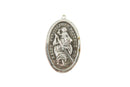 Vintage Saint Christopher Protect Us Oval Pendant/Charm or Fob Missing O'Ring — Sterling Silver, Silver — front view
