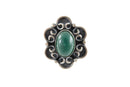 925 Sterling Polished Green Glass Adjustable Finger Ring