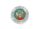 Beary Merry Christmas Vintage Pinback Button — front view