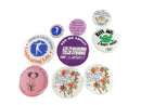 Lot of 9 American Cancer Society anti-smoking awareness pinback and lapel pin buttons — front view