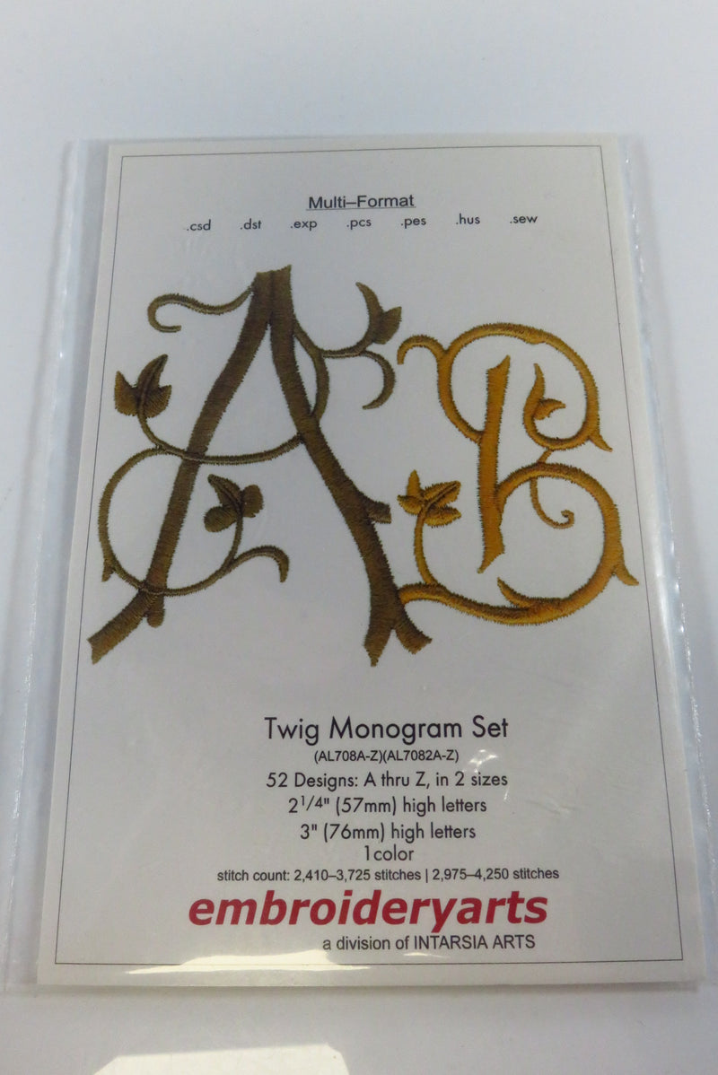 Twig Monogram Set Embroidery Arts Mini CD 52 Designs 2 Sizes Windows 7
