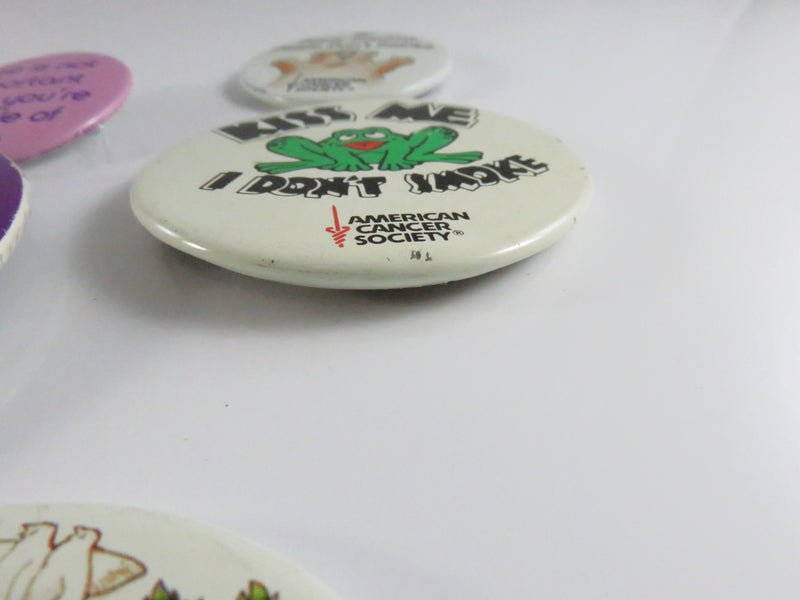 Lot of 9 American Cancer Society anti-smoking awareness pinback and lapel pin buttons