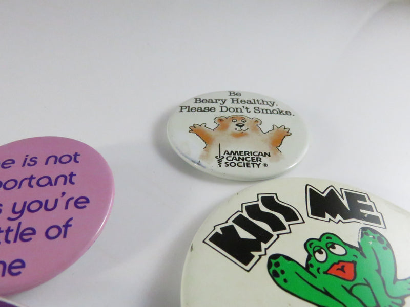Lot of 9 American Cancer Society anti-smoking awareness pinback and lapel pin buttons