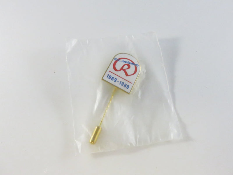 Vintage 20th Anniversary Red “R” Stick Pin (1969–1989) — Gold, Enamel — front view