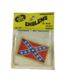 Vintage Confederate Flag Rebel Flag embroidered patch The Show Offs Emblems original package approx. 3" x 1 3/4" — front view