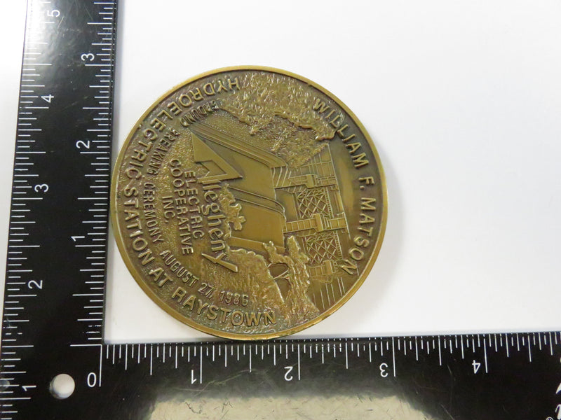 Vintage 1986 Allegany Electric Cooperative hydroelectric station groundbreaking medal 3"