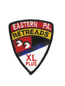 Vintage Eastern PA Retreads XL Plus motorcycle club embroidered patch 3 1/2" — front view
