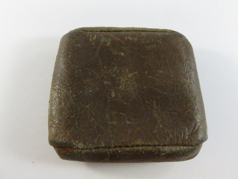 Antique 1920s leather coin purse folding snap closure hinged frame compact pocket change holder